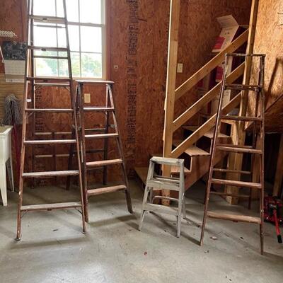 Vintage wooden ladders $20-$35