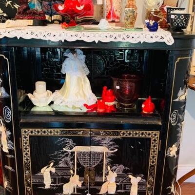 BLACK LACQUER STORAGE CABINET WITH MOTHER OF PEARL