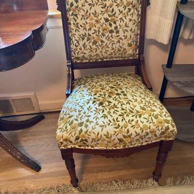 Antique Eastlake Walnut Carved Accent Chair (2)