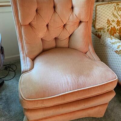 Vintage Custom Made Tufted Slipper Chairs (2)