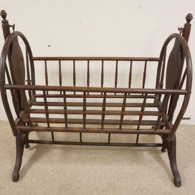 1256	VICTORIAN PAINT DECORATED BENTWOOD CRADLE, APPROXIMATELY 40 IN X 23 IN X 39 IN HIGH
