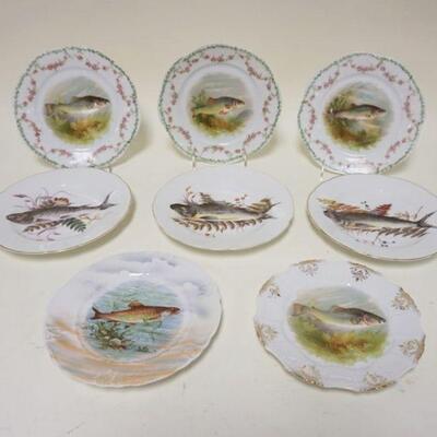 1001	LOT OF 8 ASSORTED TRANSFER FISH PLATES, LARGEST IS APPROXIMATELY 8 3/4 IN
