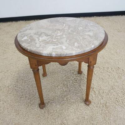 1187	ROUND MARBLE TOP LAMP TABLE, APPROXIMATELY 26 IN DIAMETER X 24 IN HIGH
