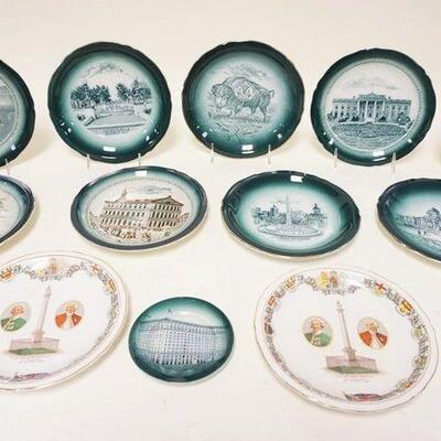 1005	12 BUFFALO POTTERY PLATES HISTORICAL SCENES, LARGEST IS APPROXIMATELY 7 1/2 IN
