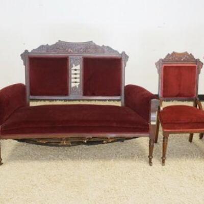 1196	4 PIECE WALNUT VICTORIAN PARLOR SET INCLUDING LOVESEAT, ARMCHAIR & 2 SIDE CHAIRS
