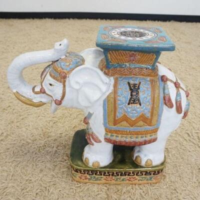 1186	ELEPHANT POTTERY GARDEN BENCH, APPROXIMATELY 21 IN X 8 IN X 19 IN HIGH
