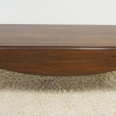 1142	SOLID BLACK CHERRY QUEEN ANNE STYLE COFFEE TABLE, APPROXIMATELY 60 IN X 21 IN X 18 IN HIGH, OPENED 36 IN
