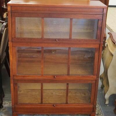 1181	MAHOGANY 3 STACK MACEY BARRISTER BOOKCASE, MISSION STYLE, 35 IN X 13 IN X 50 IN
