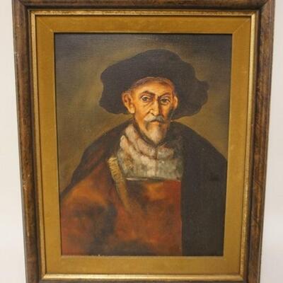 1126	OIL PAINTING ON CANVAS , PORTRAIT, SIGNED. OVERALL APPROXIMATELY 17 IN X 22 IN
