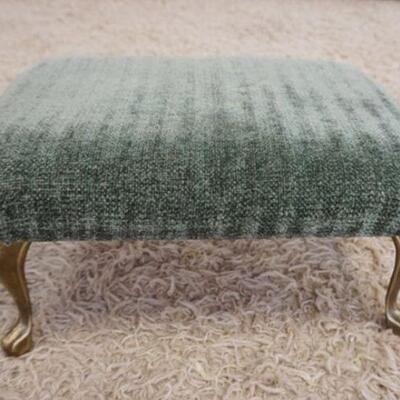 1185	UPHOLSTERED FOOT STOOL W/BRASS LEGS, APPROXIMATELY 16 IN X 11 IN X 8 IN HIGH
