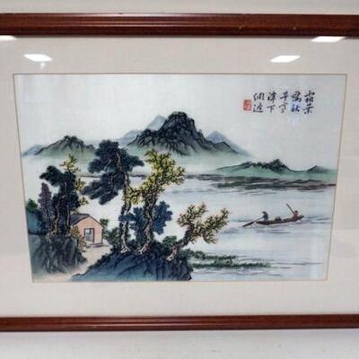 1097	FRAMED ASIAN SILK, OVERALL APPROXIMATELY 20 IN X 28 IN
