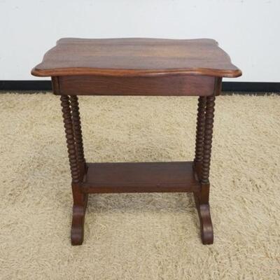 1193	WALNUT VICTORIAN SPOOL TURNED STAND, ONE DRAWER W/DROP FINISH SIDES, APPROXIMATELY 26 IN X 17 IN X 30 IN HIGH
