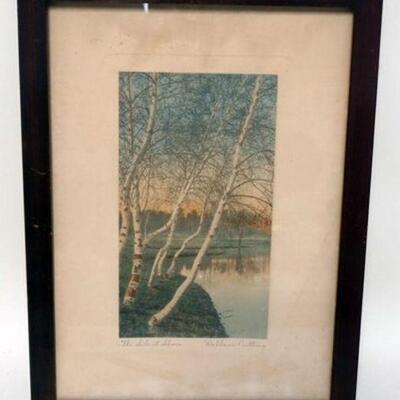 1115	WALLACE NUTTING SIGNED PRINT *THE SILENT SHORE*, OVERALL APPROXIMATELY 16 IN X 22 IN
