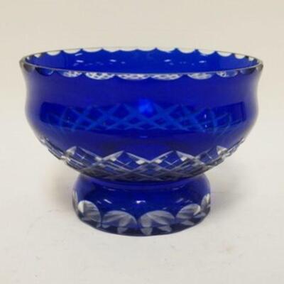 1221	COBALT CUT TO CLEAR BOWL, APPROXIMATELY 8 IN X 5 1/4 IN HIGH
