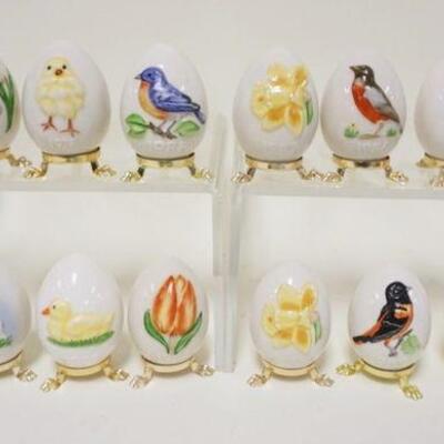 1031	GOEBEL PORCELAIN EGGS LOT OF 16 EACH APPROXIMATELY 3 1/4 IN HIGH
