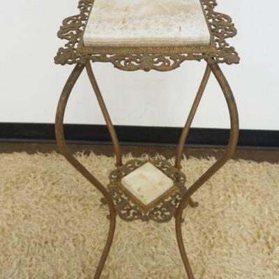 1205	VICTORIAN METAL STAND W/INSET MARBLE, APPROXIMATELY 14 IN X 31 IN HIGH
