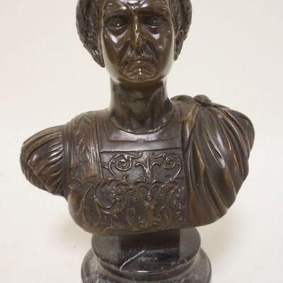 1271	CONTEMORARY BRONZE BUST OF CEASAR ON MARBLE, APPROXIMATELY 11 1/2 IN HIGH
