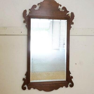 1211	STICKLEY BEVELED GLASS CHERRY MIRROR, COLONIAL STYLE, APPROXIMATELY 25 IN C 43 IN HIGH
