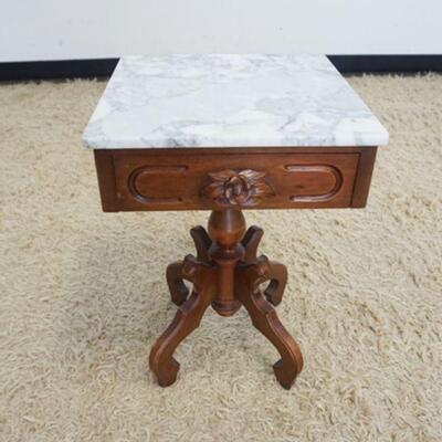 1178	VICTORIAN STYLE ONE DRAWER MARBLE TOP STAND, APPROXIMATELY 14 IN X 20 IN HIGH

