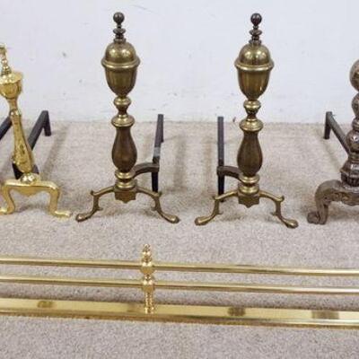 1103	LOT OF BRASS ANDIRONS AND FIREPLACE FENDER
