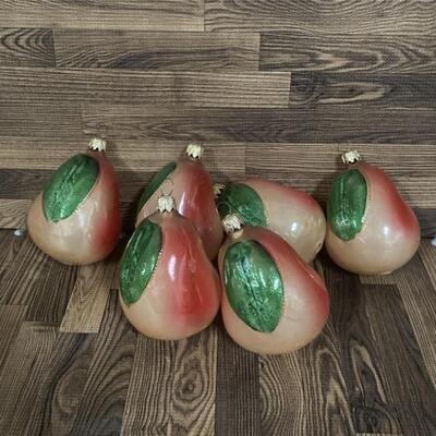 (6) Hand Blown Glass Pearl Christmas Ornaments