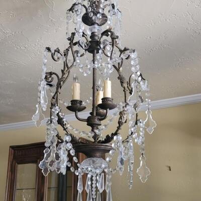 3- Light Crystal Chandelier is 38in Long