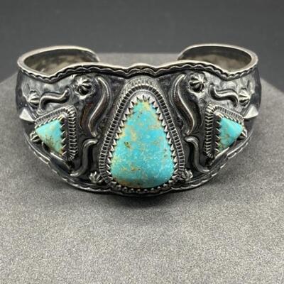 925 Silver & Turquoise Cuff, Tl Weight 2.3 oz