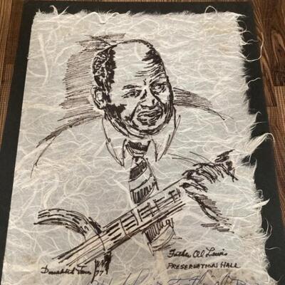 Signed Sketch of Al Lewis, 
 Jazz Banjo Player