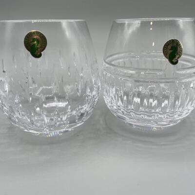 (2) Waterford Enis Stemless Wine Glasses, Marked