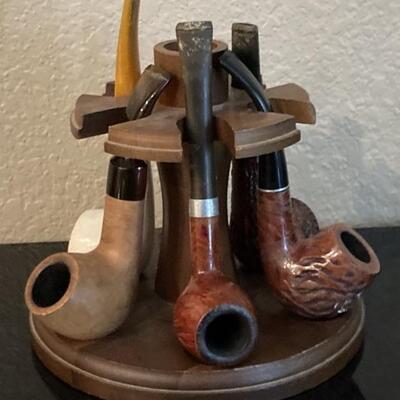 Vintage Pipe Stand & 4- Pipes