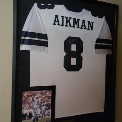 Signed Troy Aikman Jersey, Framed w/ COA