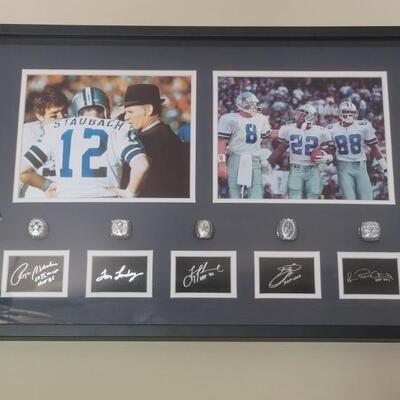 Tom Landry & Players Framed Etched Signatures 
Super Bowl Rings, & Photos
Mounted in Shadow Box Frame