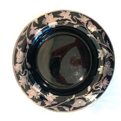 Black amethyst glass bowl w/ sterling overlay