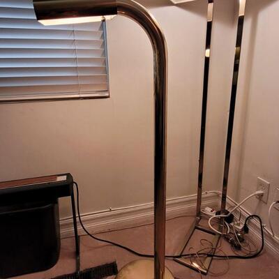 Pair of brass lamps