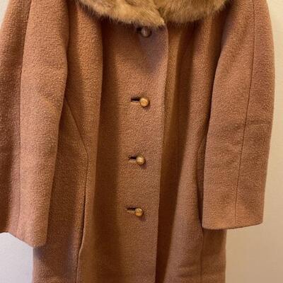 Vintage Wool Coat with Mink Collar