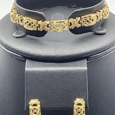 10K Gold Bracelet with Matching Earrings