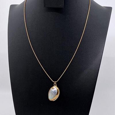 14K Gold Chain with Abalone Pendant