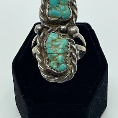 Large Southwestern Sterling Turquoise Ring
