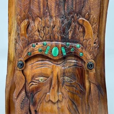 Wood Carved Indian Head by Bob Andersen 1995