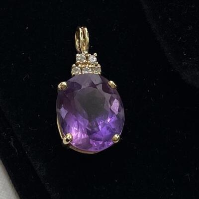 Tested Diamonds with Large Amethyst Pendant