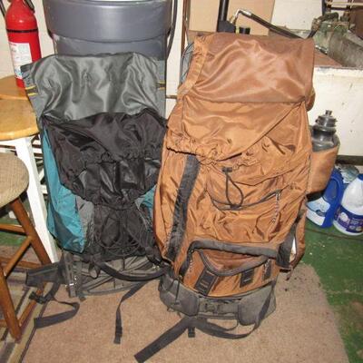 backpacks and camping gear