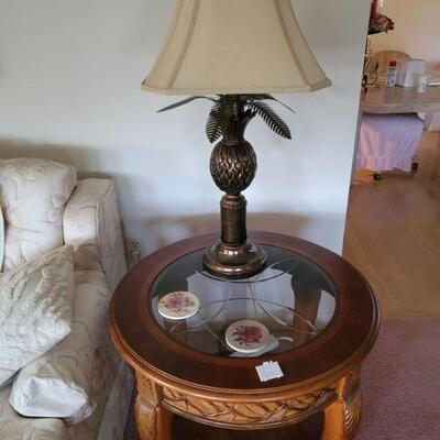 End table and a lamp