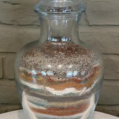 Layered Sand from all 50 US States in Lidded Jar