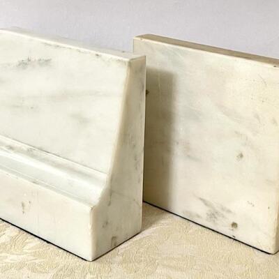 Pair of Marble Bookends with Felt Bottoms 6in T