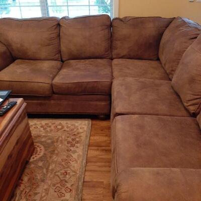 2 piece microsuede cocoa brown sectional sofa. $950