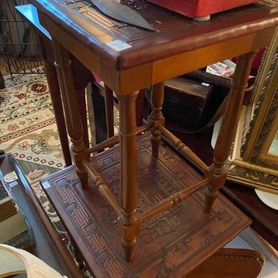 Leather hand tooled occasional Tables from Mexico