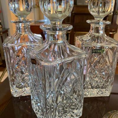 Polish IRENA Decanters, 24% Lead Crystal