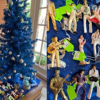 Blue Elvis Tree and Ornaments