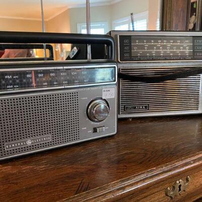 Vintage portable radios, GE and AIWA  