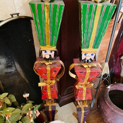 Matching pair of tall metal Nutcrackers